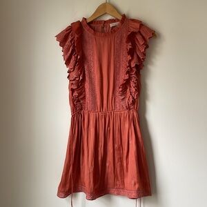 Ulla Johnson Terracotta Ruffle Mini Dress